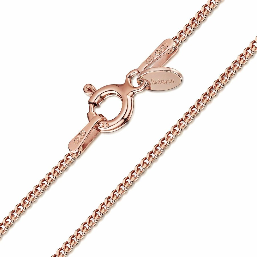 Necklaces | Amberta Amberta 14K Rose Gold Plated On 925 Sterling Silver 1.3 Mm Curb Chain Necklace 14\" 16\" 18\" 20\" 22\" 24\" 28\" In