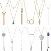 Necklaces | Hicarer Hicarer 12 Pieces Long Pendant Necklace Set Y Tassel Leaf Circle Bar Necklace For Women