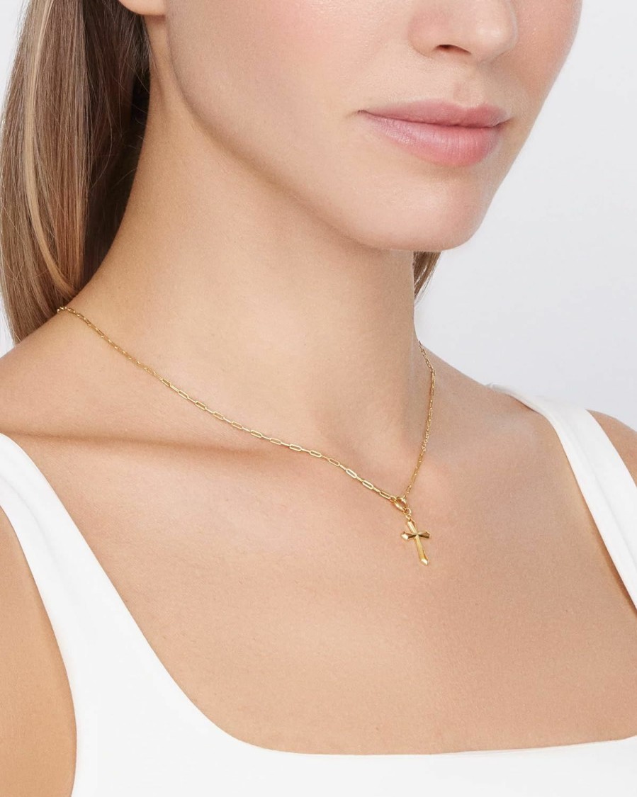 Necklaces | Jewelry Atelier Jewelry Atelier Gold Filled Cross Necklaces 14K Yellow Gold Filled Cross Pendant With Solid Clip Chain For Women And Men (Different Sizes And Styles With Extension/Adjustable Chain)