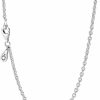 Necklaces | Pandora Pandora Cable Chain Necklace- Classic Chain Necklace With Lobster Clasp - Great Gift For Women - Sterling Silver Adjustable Necklace, With Gift Box