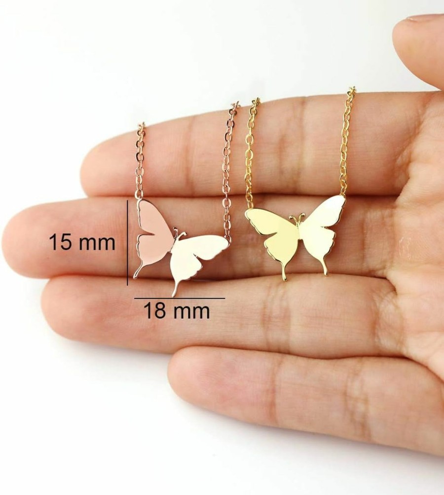 Necklaces | MEVECCO Mevecco Gold Dainty Initial Necklace 18K Gold Plated Butterfly Pendant Name Necklaces Delicate Everyday Necklace For Women Minimalist Personalized Jewelry Christmas Gift