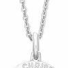 Necklaces | Ritastephens Ritastephens Italian Sterling Silver Mini Round Saint St Christopher Medal Charm Pendant Necklace, 12Mm, 16\"