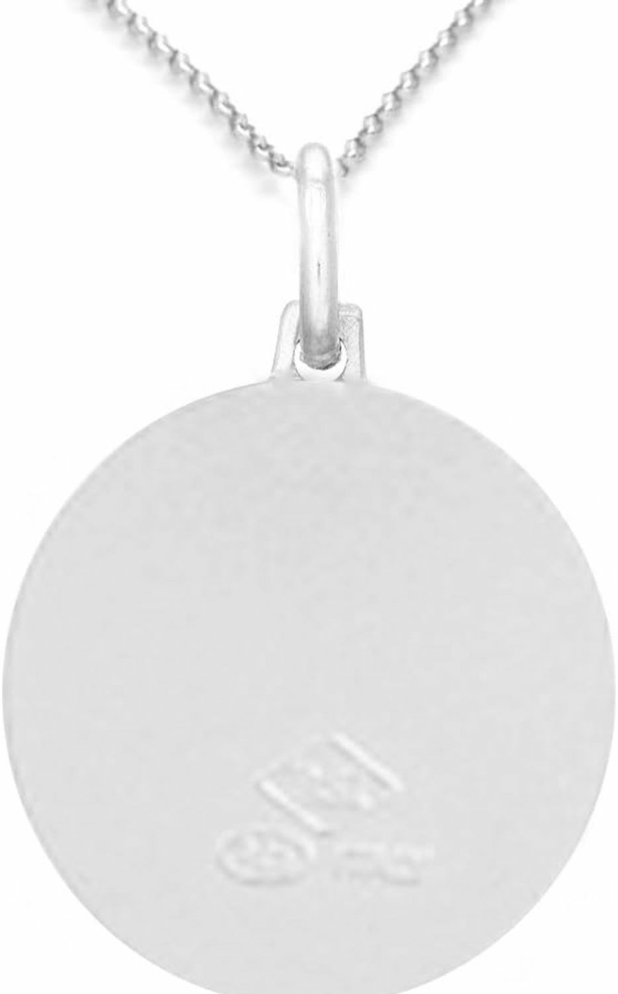 Necklaces | Ritastephens Ritastephens Italian Sterling Silver Mini Round Saint St Christopher Medal Charm Pendant Necklace, 12Mm, 16\"