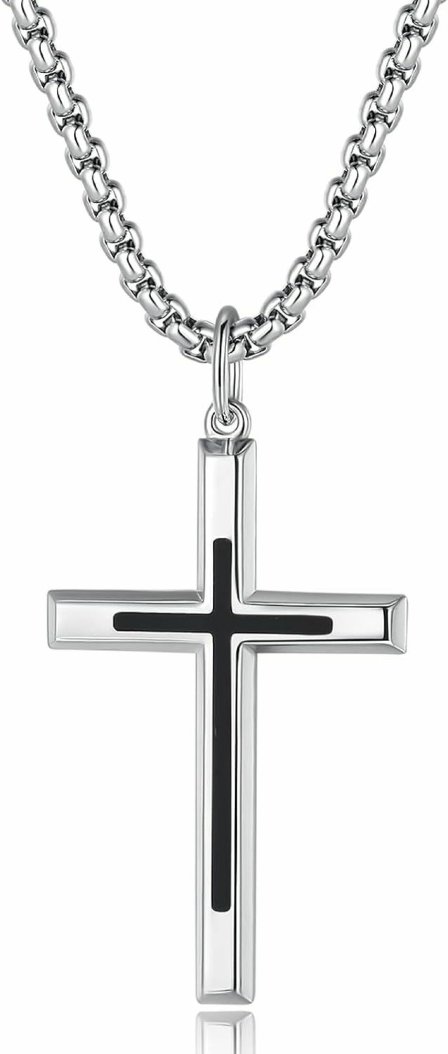 Necklaces | FANCIME Fancime Cross Necklace For Men Gold Black Silver Mens Cross Necklaces Sterling Silver Cross Pendant Long Necklace Fine Jewelry Gifts For Men Boys, With Strong Stainless Steel Box Chain 24 Inch