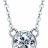 Necklaces | JL LITTLE FOREST Jl Little Forest Moissanite Necklace For Women, 1-2 Ct Solitaire Pendant 925 Sterling Silver Diamond Necklaces Round D-E Color Vvs1 Clarity White Gold Plated Necklaces Mother'S Day Wedding Gifts For Her