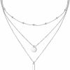 Necklaces | DAOCHONG Daochong S925 Sterling Silver Multilayer Layered Triple Long Chain Pendant Necklace For Women Jewelry