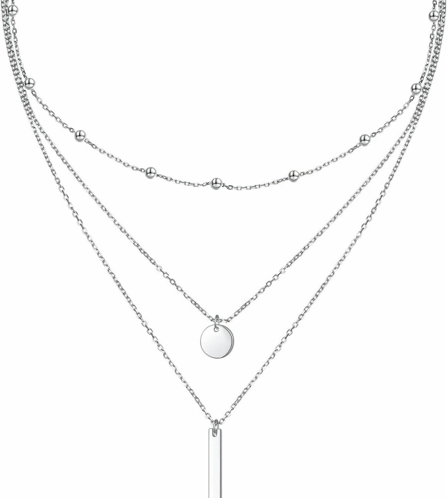 Necklaces | DAOCHONG Daochong S925 Sterling Silver Multilayer Layered Triple Long Chain Pendant Necklace For Women Jewelry