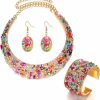 Necklaces | K-toobeely K-Toobeely 3Pcs Colorful Stone Rhinestone Collar Gold Metal Necklace Sets For Women Bib Choker Collars Necklaces Jewelry Accessories