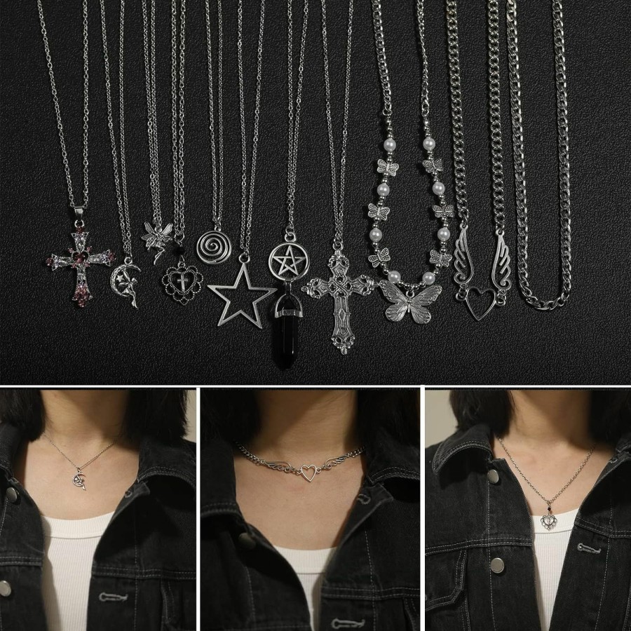 Necklaces | LIRUNQIN Lirunqin Y2K Accessories Goth Grunge Y2K Star Indie Butterfly Boho Cross Pendent Y2K Jewelry For Women Men