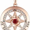 Necklaces | LIANYU Lianyu 925 Sterling Silver Compass Rose Necklace With 18K Rose Gold Filled, 5A Cubic Zirconia Birthstone, 'I'D Be Lost Without You' - Wedding Gifts Anniversary For Women, Birthday Gifts For Women, Gifts For Her - Perfect For Wife, Girlfriend On Christmas Valentines Day Mother'S Day