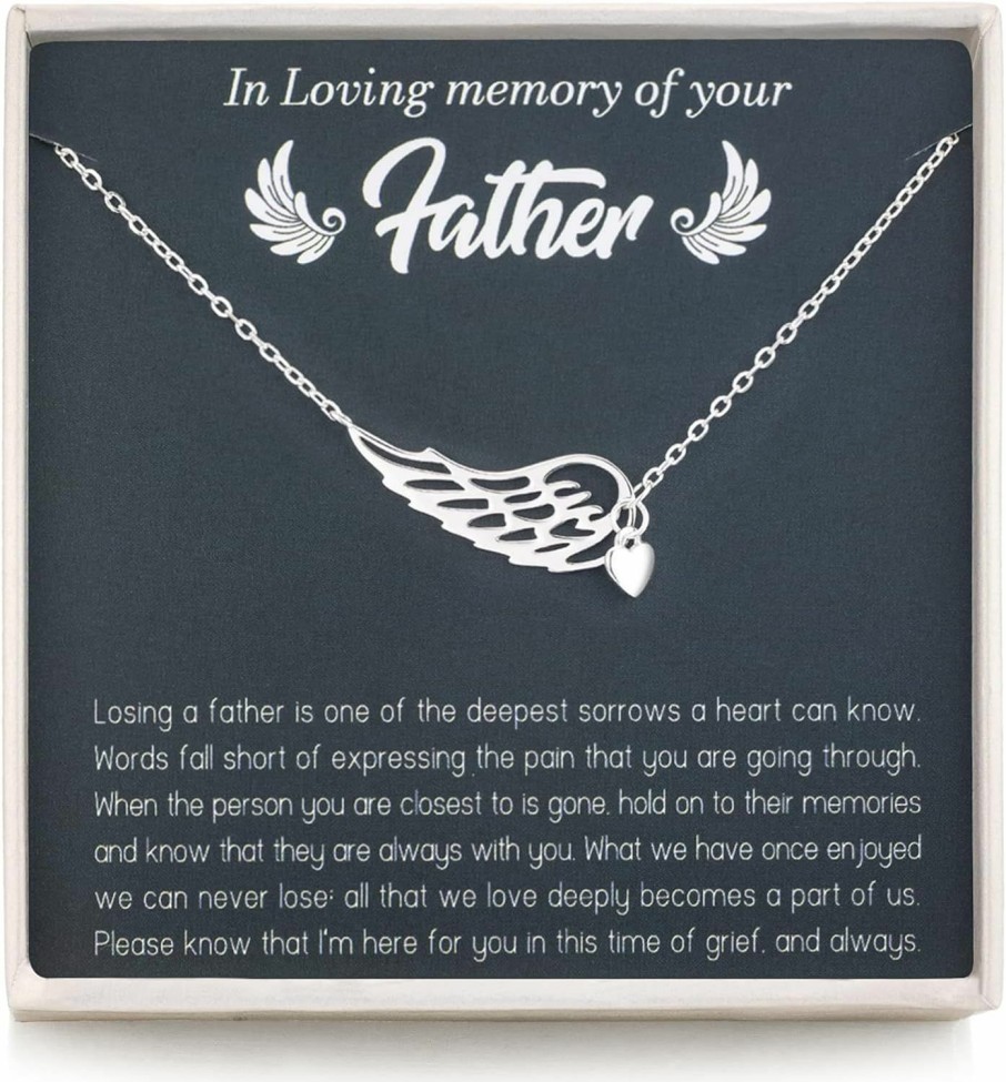 Necklaces | RareLove Rarelove Sympathy Gifts For Loss Of Father,Bereavement Condolence Gifts,Remembrance Gifts,925 Sterling Silver Angel Wing Heart Pendant Necklace,Sorry For Your Loss Gift Memorial Gifts