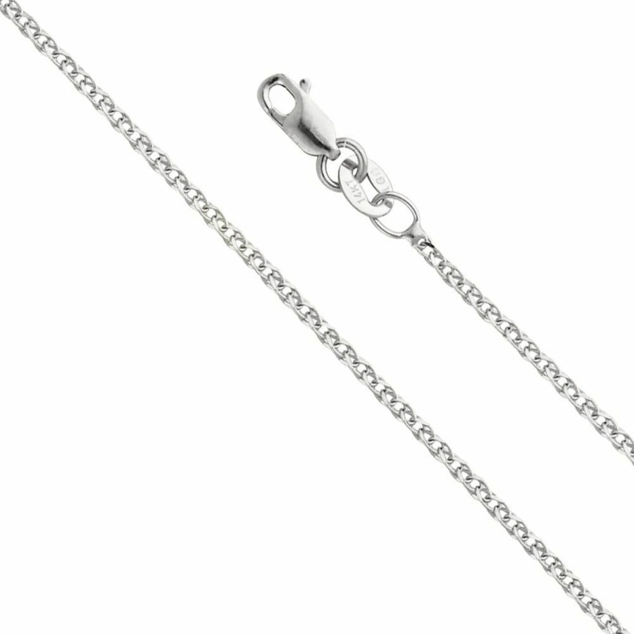 Necklaces | The World Jewelry Center The World Jewelry Center 14K Real Yellow Or White Gold Solid 1.2Mm Flat Open Wheat Chain Necklace With Lobster Claw Clasp