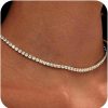 Necklaces | HERIER Herier Tennis Necklace For Women 14K Gold Plated Or Silver Rhinestone Choker Necklaces Dainty Zirconia Cut Faux Diamond Chain 3Mm