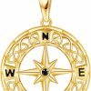 Necklaces | GEHN 14K Real Gold Celtic Compass Necklace,Follow Your Compass Pendant Necklaces Solid Gold Jewelry Gifts For Women Girls