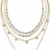 Necklaces | Taichell Taichell Gold Layered Turquoise Necklace For Women Girls Multi Boho Turquoise Long Necklace Bohemian Coin Pendant Necklace Jewelry