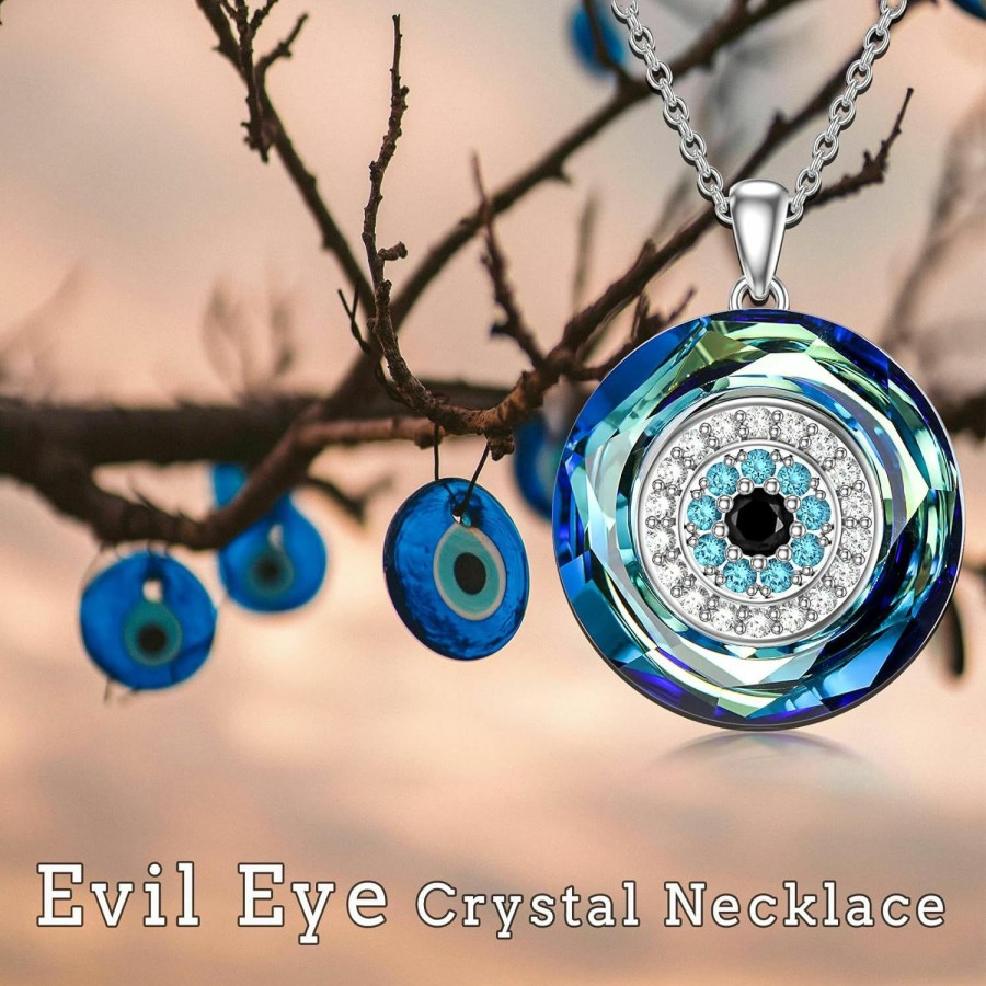 Necklaces | WINNICACA Winnicaca Sterling Silver Evil Eye Necklace Protection Crystal Pendant For Women Good Luck Vintage Evil Eye Pendant Jewelry Birthday Gifts For Women Friend Female