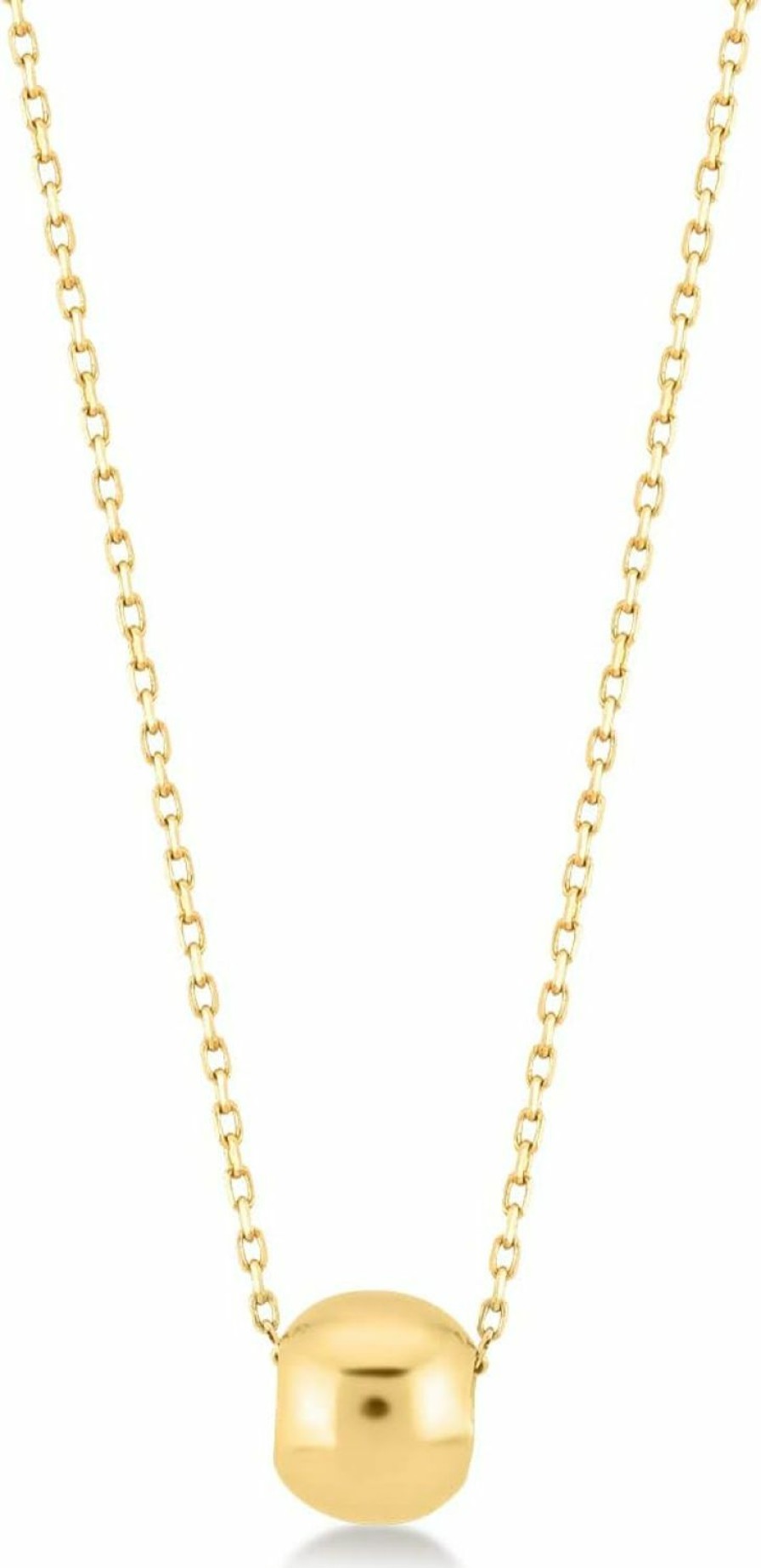 Necklaces | GELIN 14K Solid Gold Bead Necklace | 14K Yellow Gold Small Bead Pendant Necklaces For Women | Beaded Necklace | Delicate Round Jewelry | Gifts For Christmas, 18\"