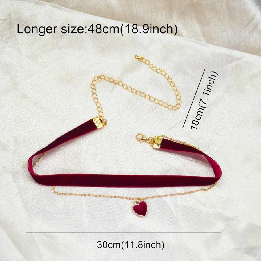 Necklaces | Amazon Momocat Heart Necklace Adjustable Red Choker Classic Collar Necklaces For Women And Girls Velvet Chocker Necklace