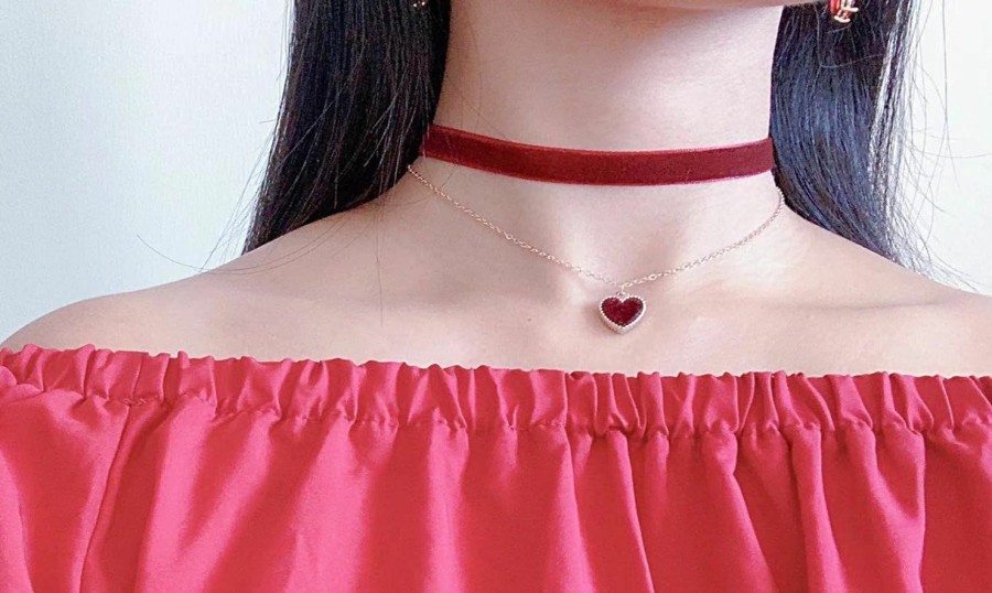 Necklaces | Amazon Momocat Heart Necklace Adjustable Red Choker Classic Collar Necklaces For Women And Girls Velvet Chocker Necklace