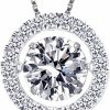 Necklaces | ARINZA Arinza Necklace For Women, Sterling Silver 1Carat Dancing Diamond Round Cubic Zirconia Cz Pendant, Anniversary Birthday Mother'S Day Gifts For Women Mom/Wife/Sister