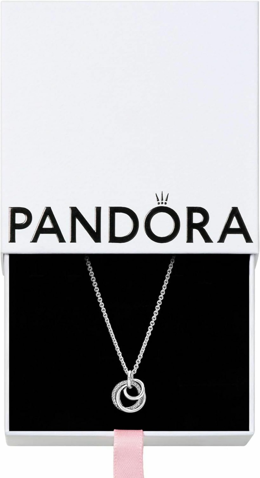 Necklaces | Pandora Pandora Family Always Encircled Pendant Necklace - Mother'S Day Gift - Adjustable Necklace With Lobster Clasp - Sterling Silver & Cubic Zirconia - 23.6\" - With Gift Box