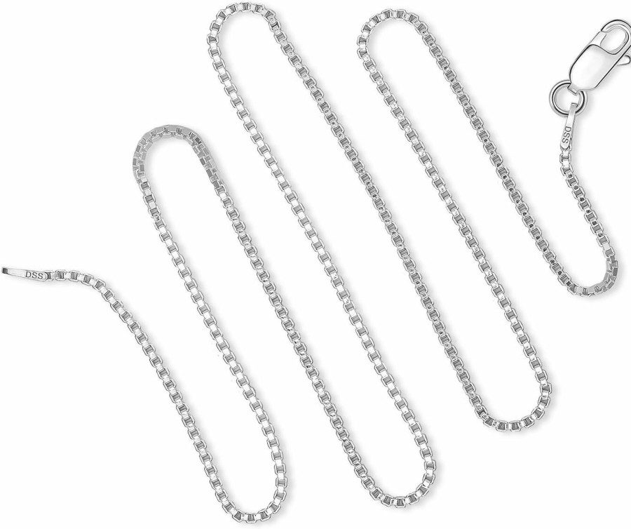 Necklaces | Designer Sterling Silver 925 Sterling Silver 1.5 Mm Box Chain Italian Necklace Sturdy Lightweight - Lobster Claw Clasp 16-36\"