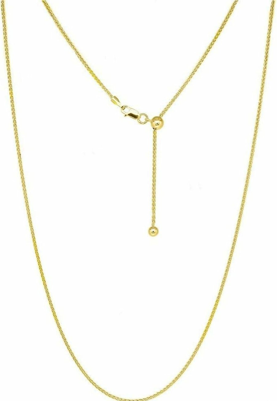 Necklaces | ARGENTO REALE Argento Reale Adjustable Wheat Chain Necklace, 925 Sterling Silver Necklace For Women, Bolo Necklace, Adjustable Chain For All Pendants