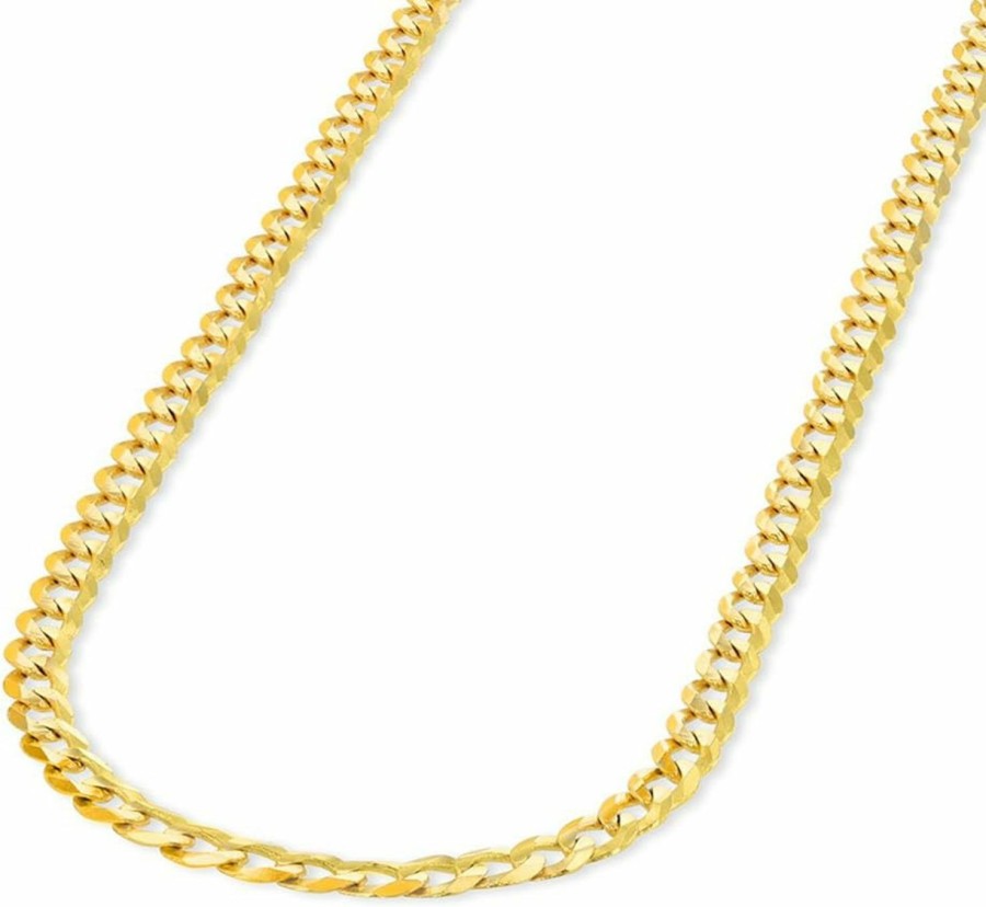 Necklaces | Jewelry America Jewelry America Solid 14K Yellow Gold 2.5Mm Concave Cuban Link Curb Chain Necklace