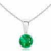 Necklaces | Angara Angara Natural Emerald Solitaire Pendant Necklace In Sterling Silver/14K Solid Gold/Platinum For Women, Girls With 18\" Chain | May Birthstone Jewelry Gift For Her |Wedding Anniversary Engagement