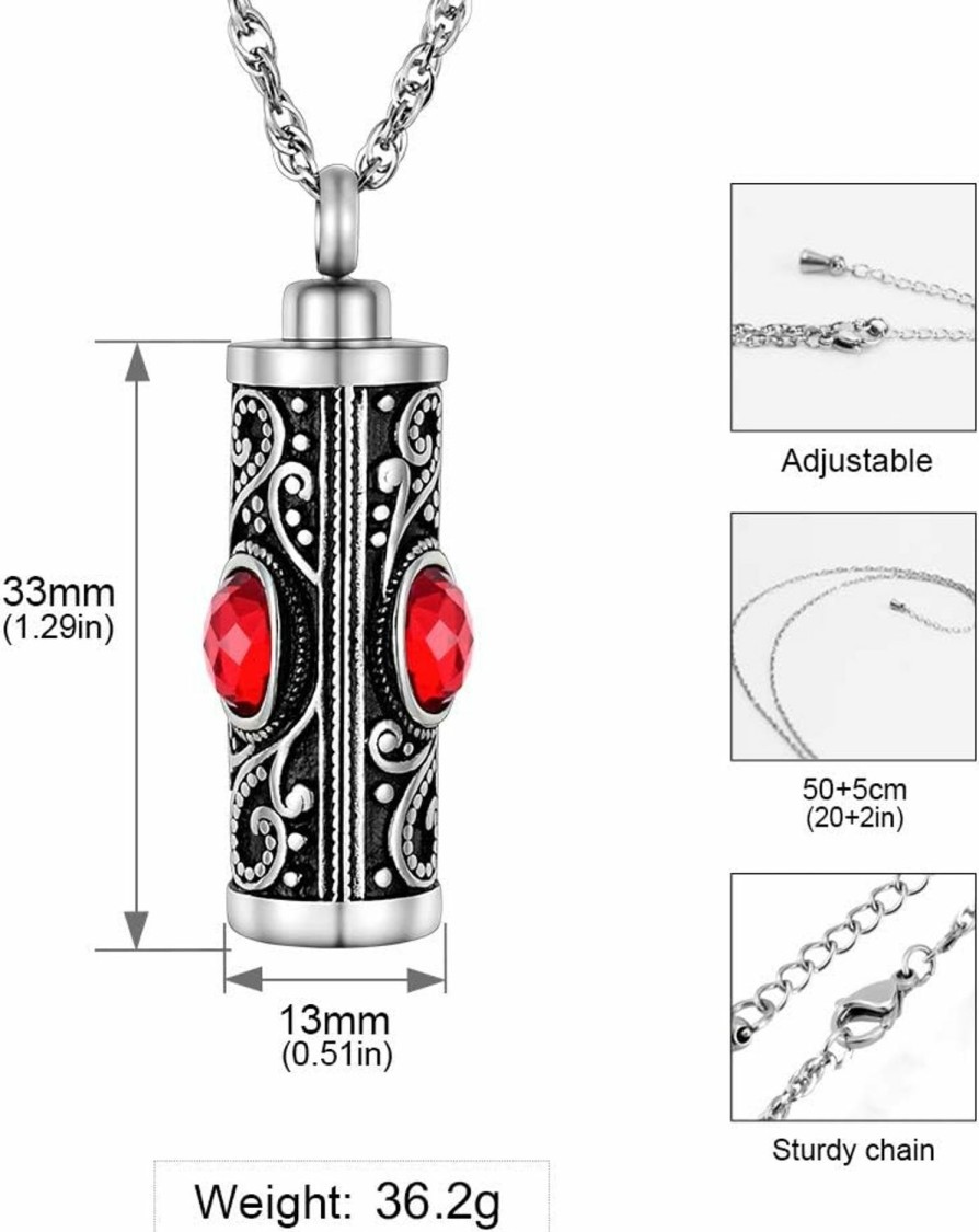 Necklaces | XIUDA Xiuda Crystal Cremation Urn Necklace For Ashes Keepsake Cremation Jewelry For Human Ashes Stainless Steel Memorial Pendant With Flower