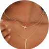 Necklaces | 17 MILE 17 Mile Gold Layered Choker Necklace For Women Girls, 14K Real Gold Plated Cz Pendant Necklace, Dainty Flat Snake Chain Layering Necklace For Gift