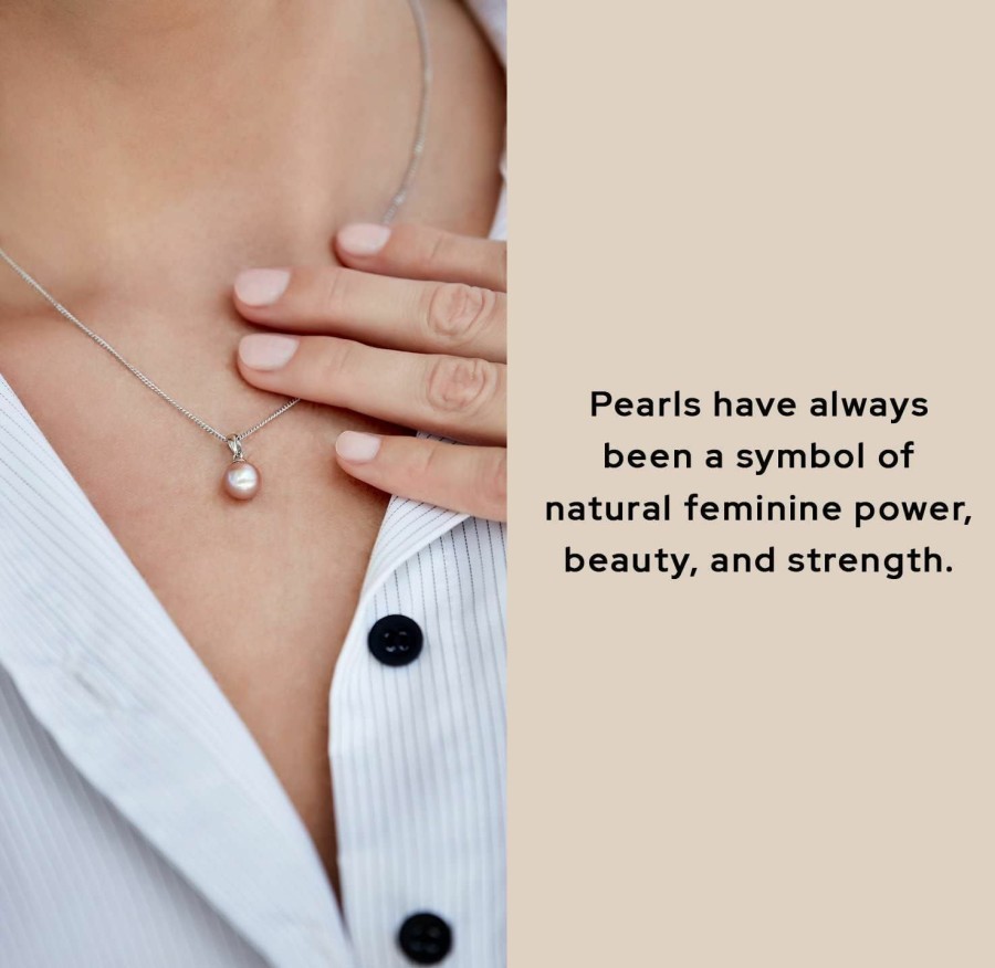 Necklaces | The Pearl Source The Pearl Source Freshwater Pearl Pendant Sydney Necklace For Women - Cultured Pearl Necklace | Single Pearl Necklace For Women With 925 Sterling Silver Chain