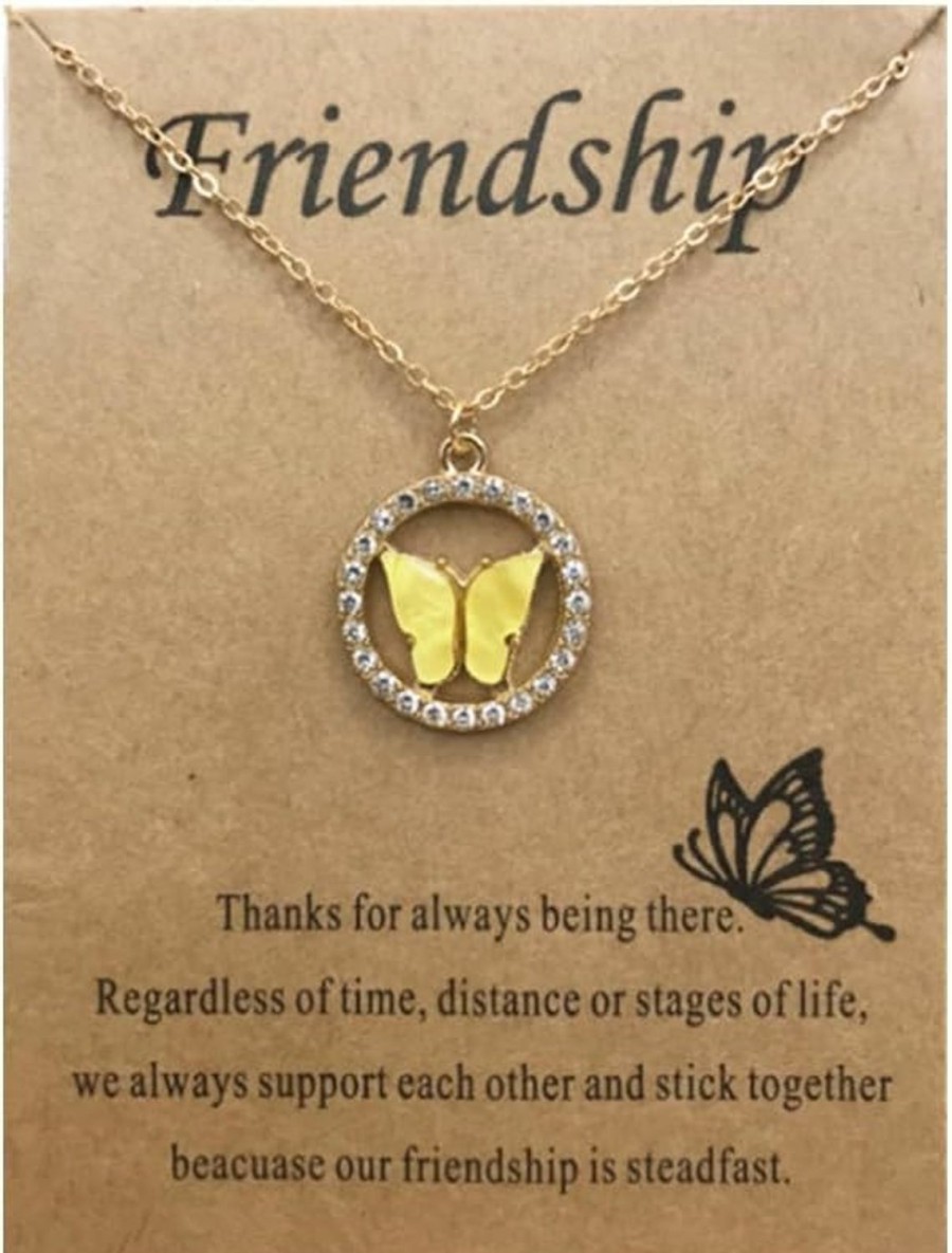 Necklaces | Adoshine Adoshine Butterfly Necklace Bohemian Retro Chain Friendship Necklace For Women Girl Teen Good Luck Pendant Chain Necklace With Message Card Gift Card