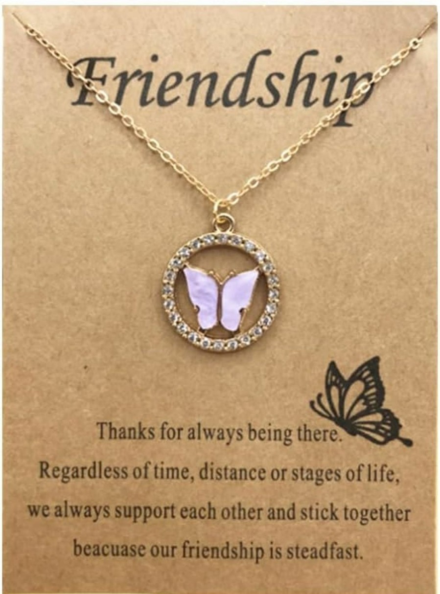 Necklaces | Adoshine Adoshine Butterfly Necklace Bohemian Retro Chain Friendship Necklace For Women Girl Teen Good Luck Pendant Chain Necklace With Message Card Gift Card