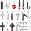 Necklaces | Huquary Huquary 16 Pcs Urn Necklace For Ashes Waterproof Stainless Steel Carved Ashes Locket With 8 Filling Kit Heart Cylinder Cross Cubic Fish Hook Jewelry For Ashes With Wing Diamond For Men Women