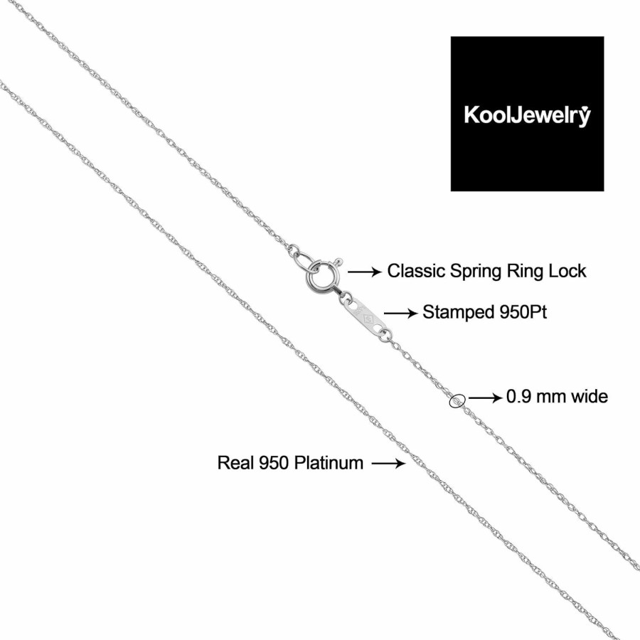 Necklaces | Kooljewelry Kooljewelry Platinum 950 Light Rope Chain Necklace (0.9 Mm)