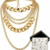 Necklaces | CIBIRICH Cibirich Punk Chain Chunky Necklaces For Women Multilayer Collar Necklace Gold