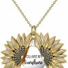 Necklaces | YFN Sterling Silver Sunflower Locket Necklace You Are My Sunshine Engraved Pendant Necklaces Anniversary Jewelry For Her