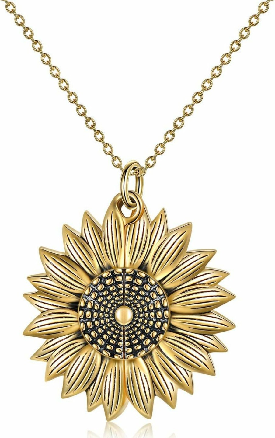 Necklaces | YFN Sterling Silver Sunflower Locket Necklace You Are My Sunshine Engraved Pendant Necklaces Anniversary Jewelry For Her