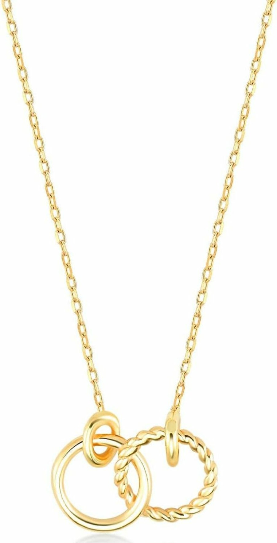 Necklaces | GELIN 14K Real Gold Interlocking Circles Necklace For Women | 14K Gold Rings Necklaces | Intertwined Circles Pendant Necklaces | Dainty Round Geometric Jewelry | Gifts For Mom, 18\"