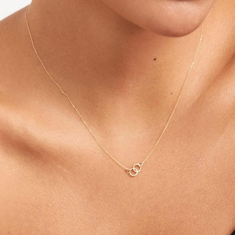 Necklaces | GELIN 14K Real Gold Interlocking Circles Necklace For Women | 14K Gold Rings Necklaces | Intertwined Circles Pendant Necklaces | Dainty Round Geometric Jewelry | Gifts For Mom, 18\"