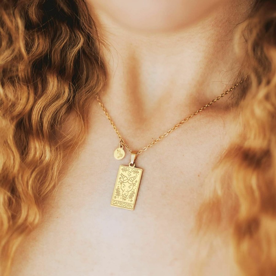 Necklaces | AIAINAGI Zodiac Necklace Women Constellation Tarot Card Pendant Gift For Girls Motherday Gift Virgo Taurus Scorpio Sagittarius Pisces Leo Libra Gemini Capricorn Cancer Aries Aquarius