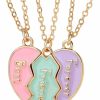 Necklaces | Elefezar Elefezar Bff Necklace For 3, Heart Broken Stitching Magnetic Best Friend Pendant For Women Friendship Jewelry Gift