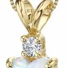 Necklaces | PEORA Peora 14K Yellow Gold Created White Opal And Genuine Diamond Pendant For Women, Heart Shape Solitaire, 6Mm