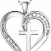 Necklaces | MISSLAN Misslan Cross Necklace For Women 925 Sterling Silver Cross Necklace Heart Necklaces For Women Cross Chain Jewelry Gifts For Women