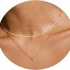 Necklaces | Sewyer Sewyer Dainty Layered Necklaces For Women 14K Gold/Silver Plated Women Trendy Layering Necklace Snake Paperclip Figaro Chain Layered Necklace Set Everyday Jewelry Gift