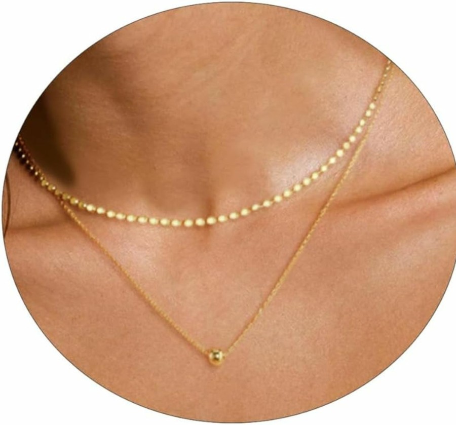 Necklaces | Sewyer Sewyer Dainty Layered Necklaces For Women 14K Gold/Silver Plated Women Trendy Layering Necklace Snake Paperclip Figaro Chain Layered Necklace Set Everyday Jewelry Gift