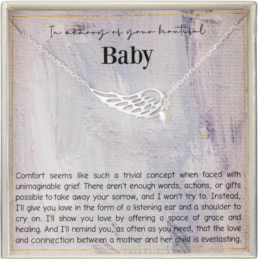 Necklaces | RareLove Rarelove Miscarriage Gifts For Mothers,925 Sterling Silver Baby Angel Wing Heart Pendant Necklace,Baby Loss Memorial Gifts For Mothers, Bereavement Sympathy Gifts For Loss Of Baby