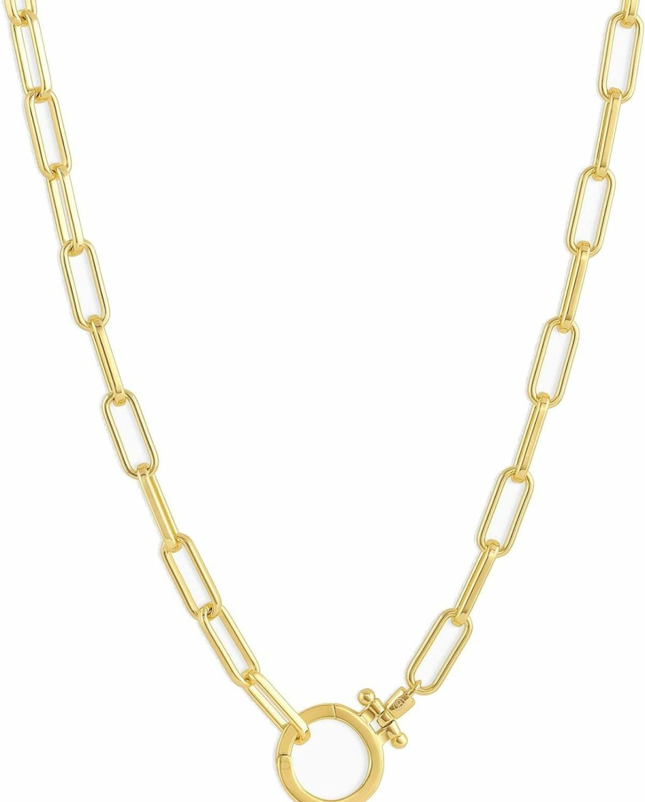 Necklaces | gorjana Gorjana Women'S Parker Paperclip Link Chain Necklace, 18K Gold Or Silver Plated, Chunky Clasp