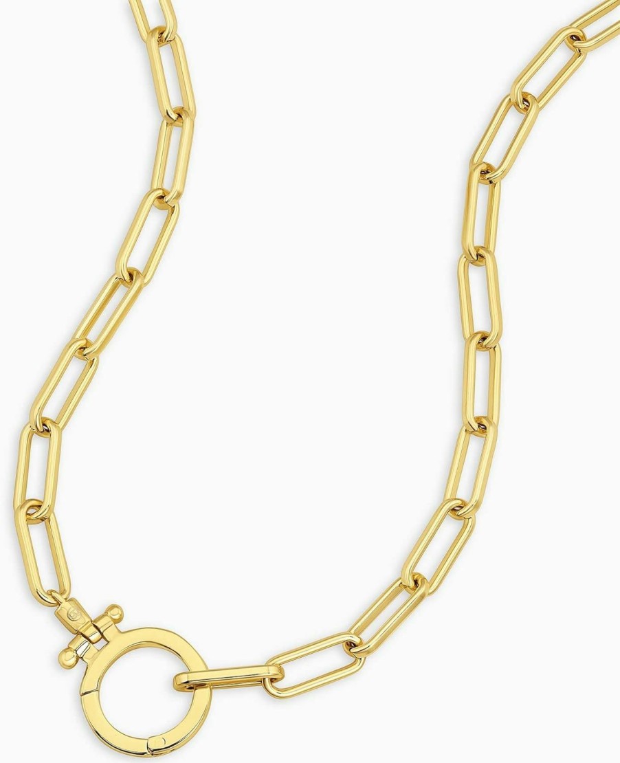 Necklaces | gorjana Gorjana Women'S Parker Paperclip Link Chain Necklace, 18K Gold Or Silver Plated, Chunky Clasp